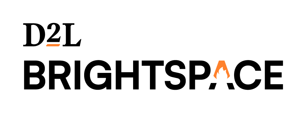 D2L Brightspace logo featuring vivid black and orange text with the implication of a flame in the A of the word Space. 