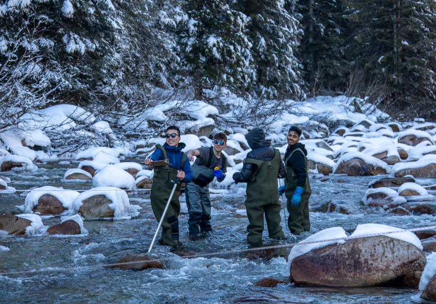 Students in hydrology course test water flow in the Shames Watershed