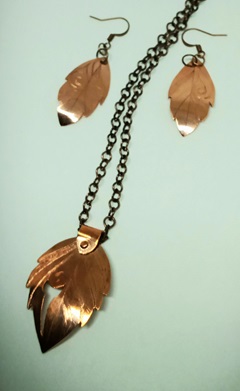 Copper Leaf Necklace and Earring Set_web