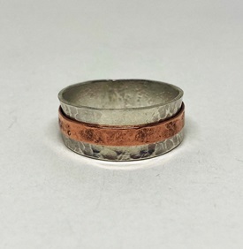 Silver Ring with Free Float Copper Band_web