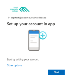 Continue with another authentication app