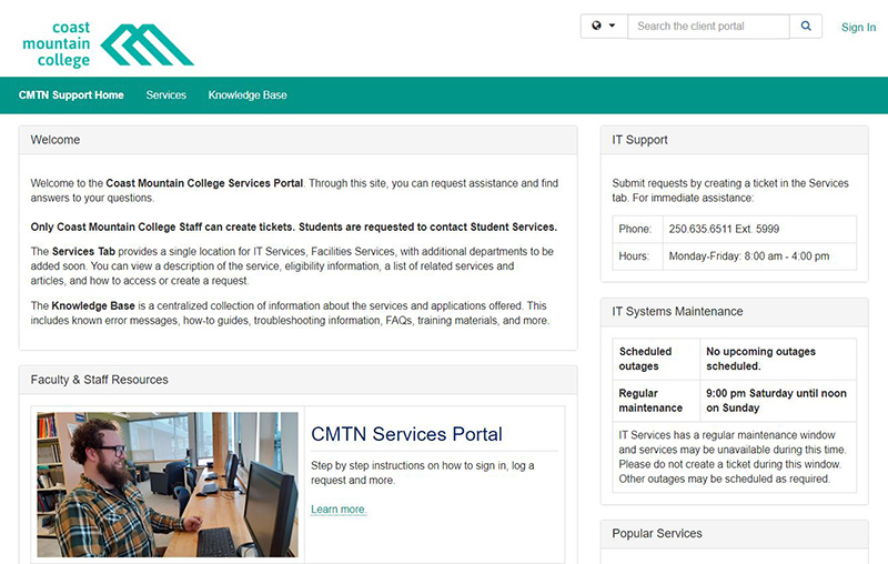 CMTN Services Portal Login